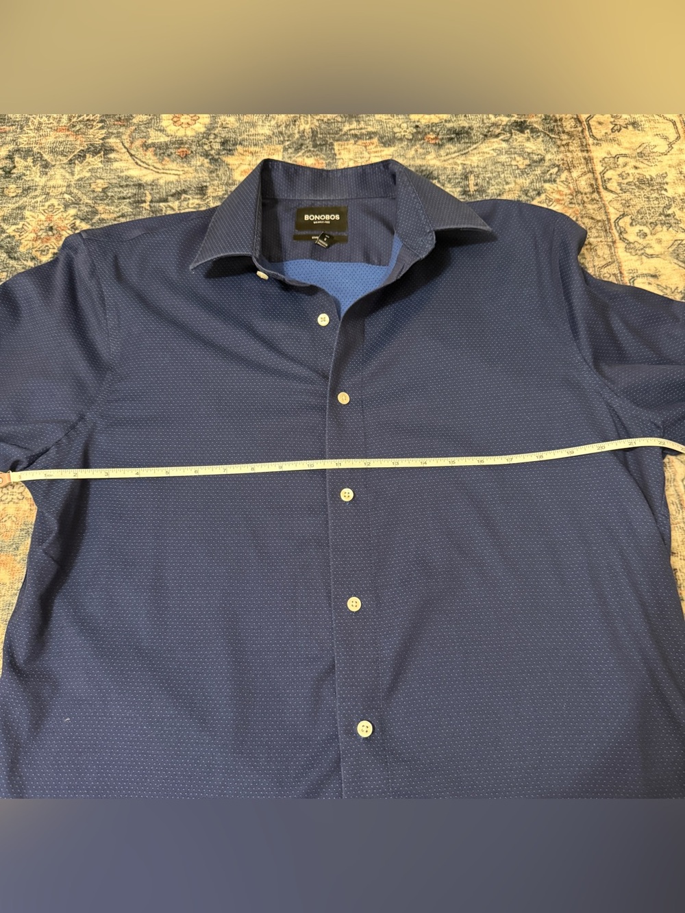 🦕Bonobos| Wrinkle-Free Standard Fit Blue Micro Dot Button Down Shirt Men’s Large - Picture 7 of 9
